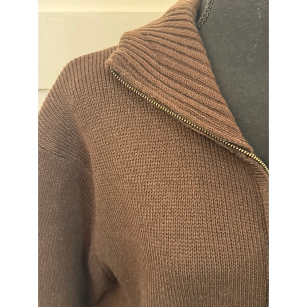 Orvis Mens XL Full Zip Knit Sweater Jacket Brown Classic Collection Cardigan